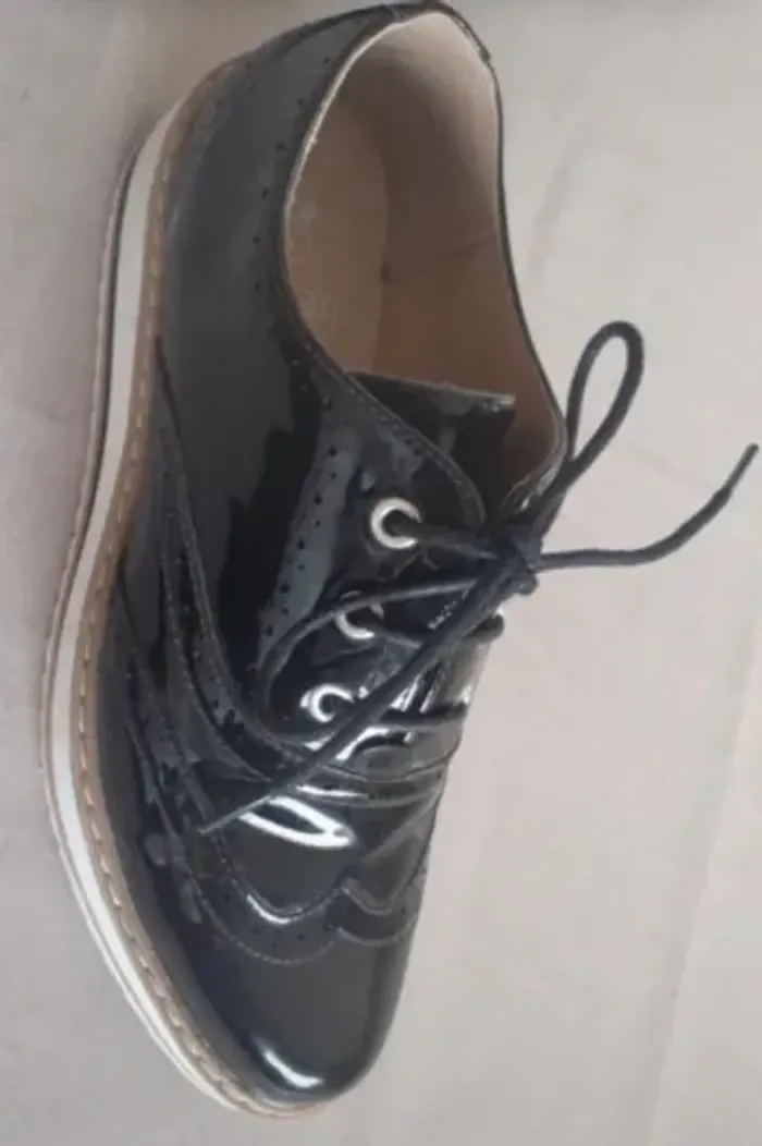 Chaussures compensées vernis noir - Gémo - Taille 38 - photo numéro 3