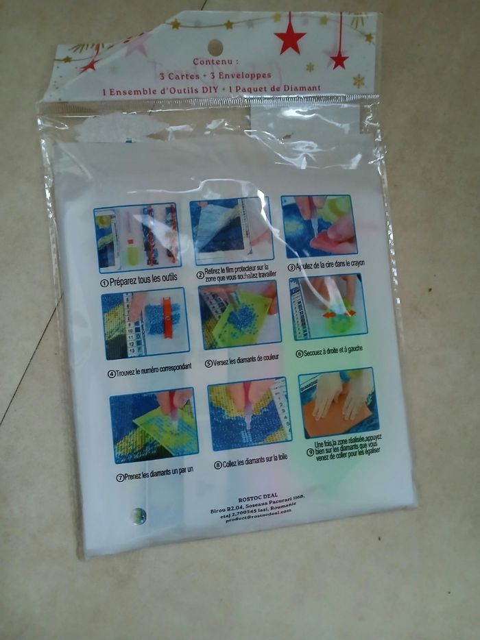 3 cartes et 3 enveloppes et diamant painting - photo numéro 3