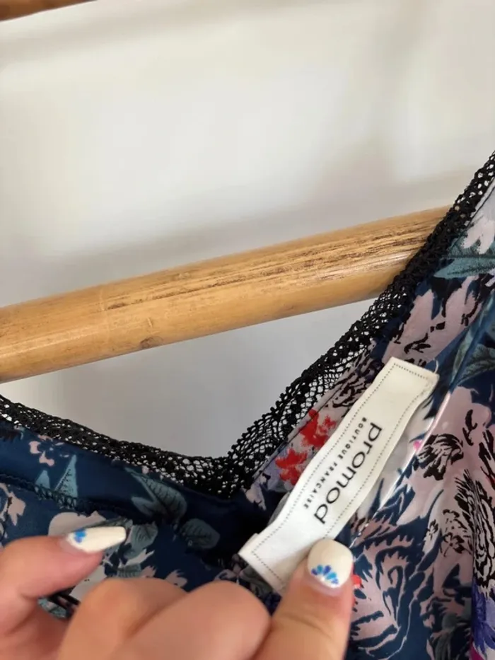 Débardeur bleu à fleurs colorées promod taille S - photo numéro 6