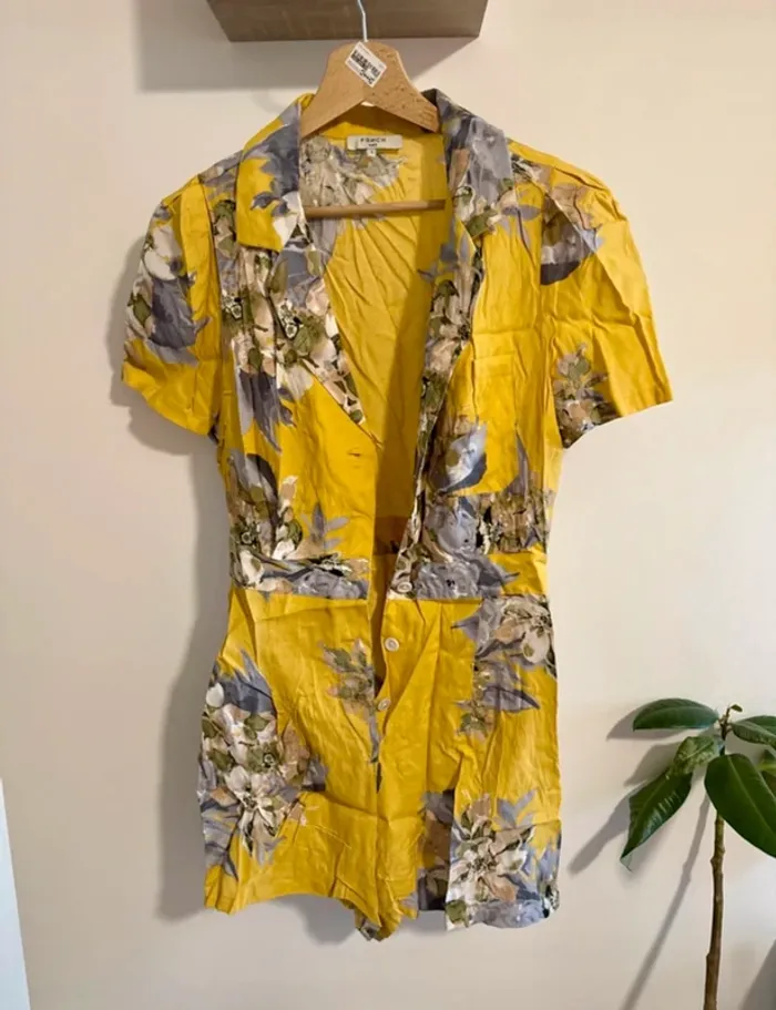 Combishort jaune fleurie frnch - photo numéro 2