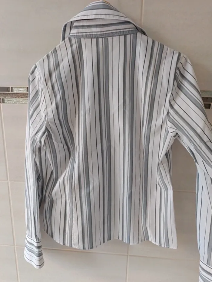 Chemise 123 rayures grises/blanches t.42 - photo numéro 6