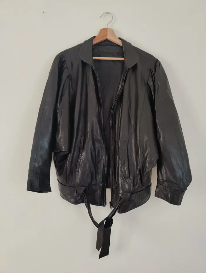 Veste en cuir oversized Vintage 80's