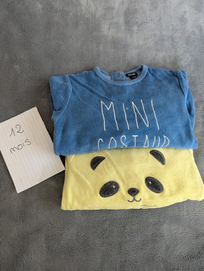 Lot de 2 pyjamas en velours - 12 mois - Kiabi