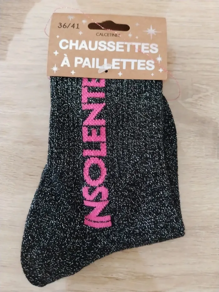 Chaussettes à paillettes noir Insolante