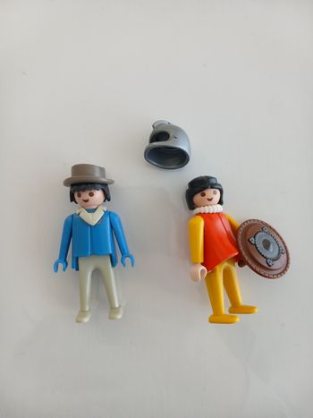 Lot 2 Figurines Playmobil Vintage 1974 - Chevalier & Civil