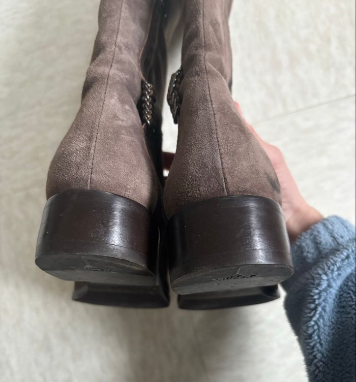 Bottes cavalière en daim vintage petit prix doublé cuir marron taille 40 - Topy - photo numéro 6