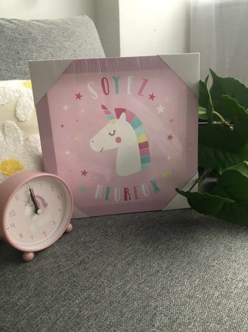 Réveil et cadre licorne pour enfants