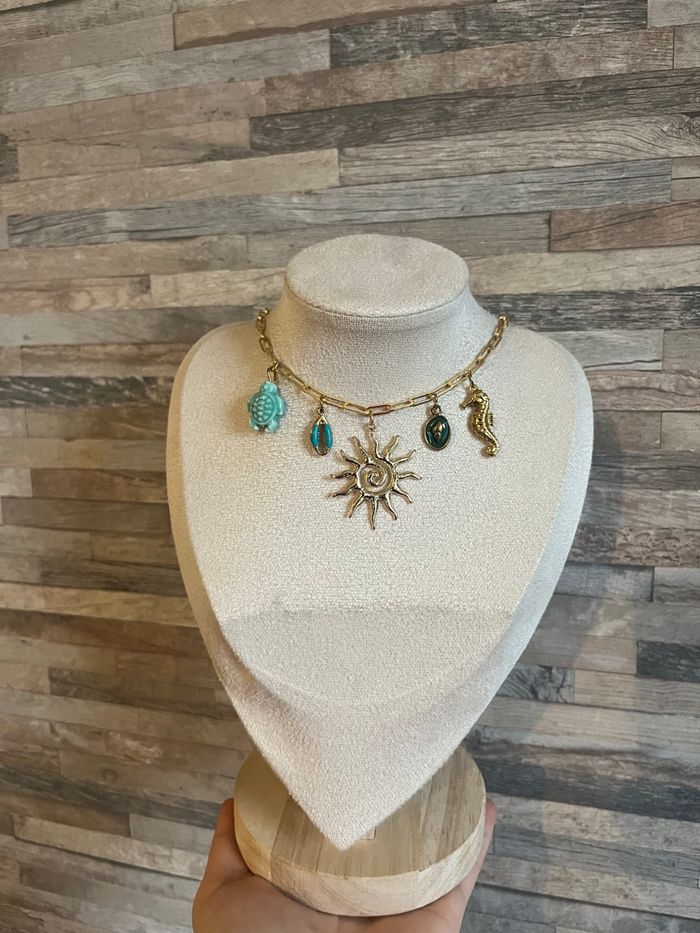 Collier charms, breloques, fait main, acier inoxydable, tendance