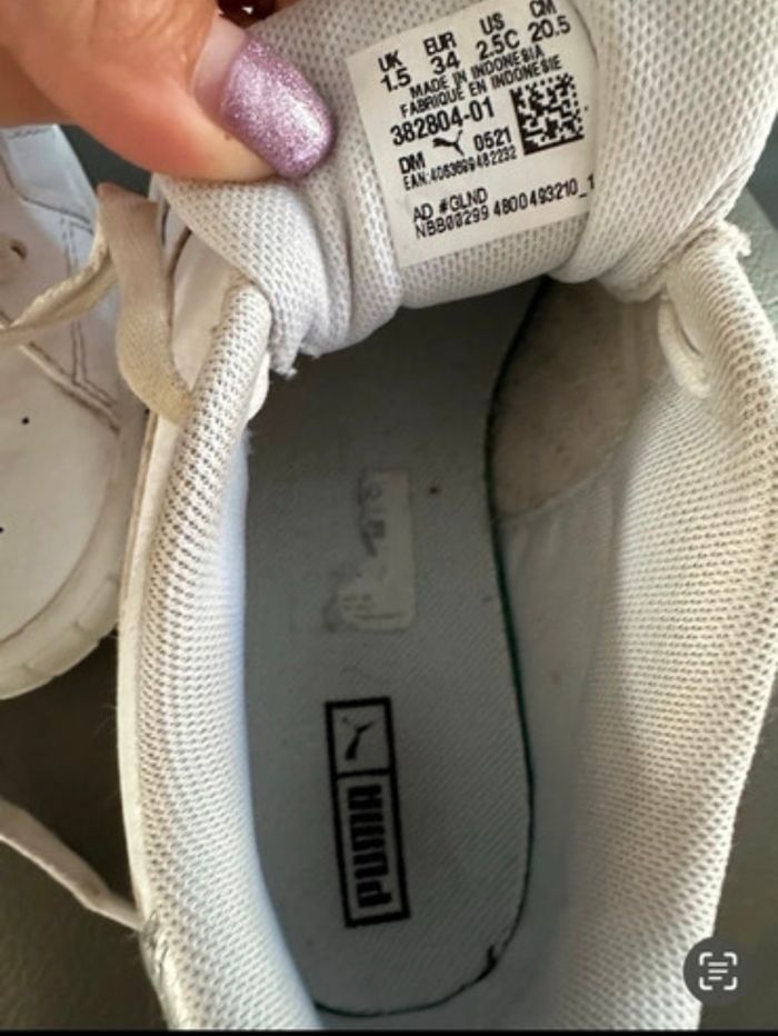 Baskets blanche Puma pointure 34 👟 - photo numéro 5