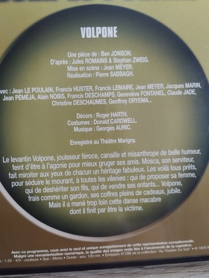 Le théâtre,Volpone dvd - photo numéro 4