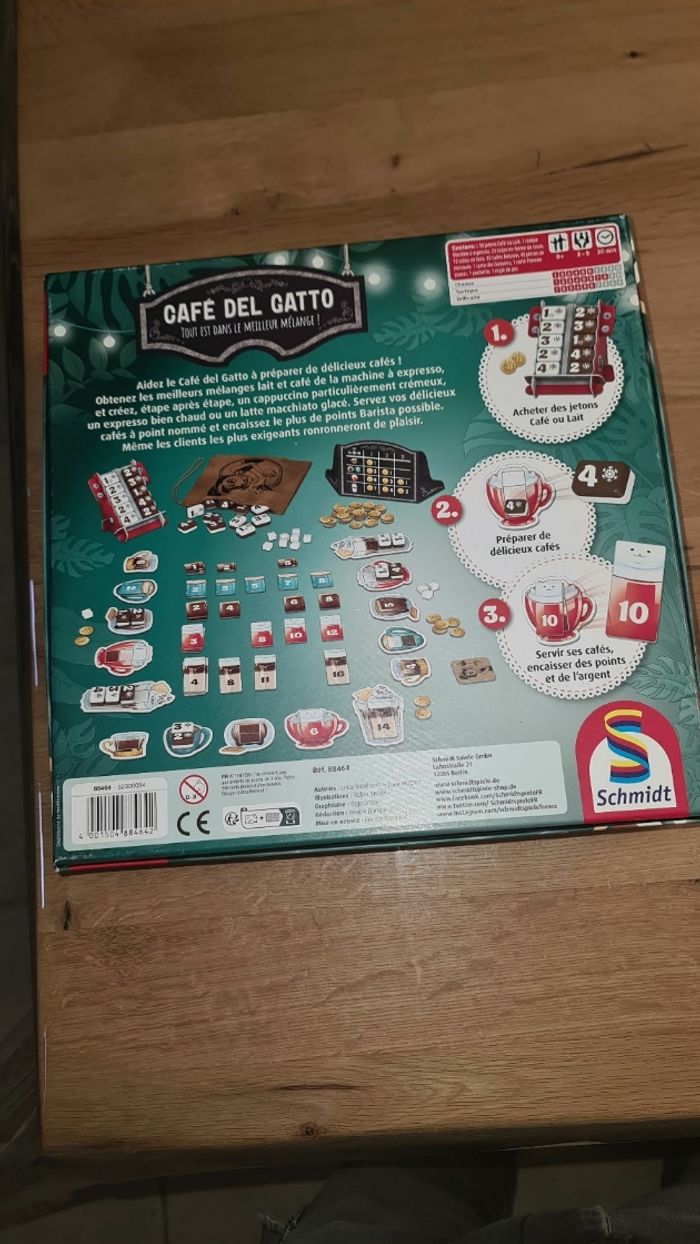 Proche du neuf jeu de société Café Del Gatto des éditions Schmidt, - photo numéro 3