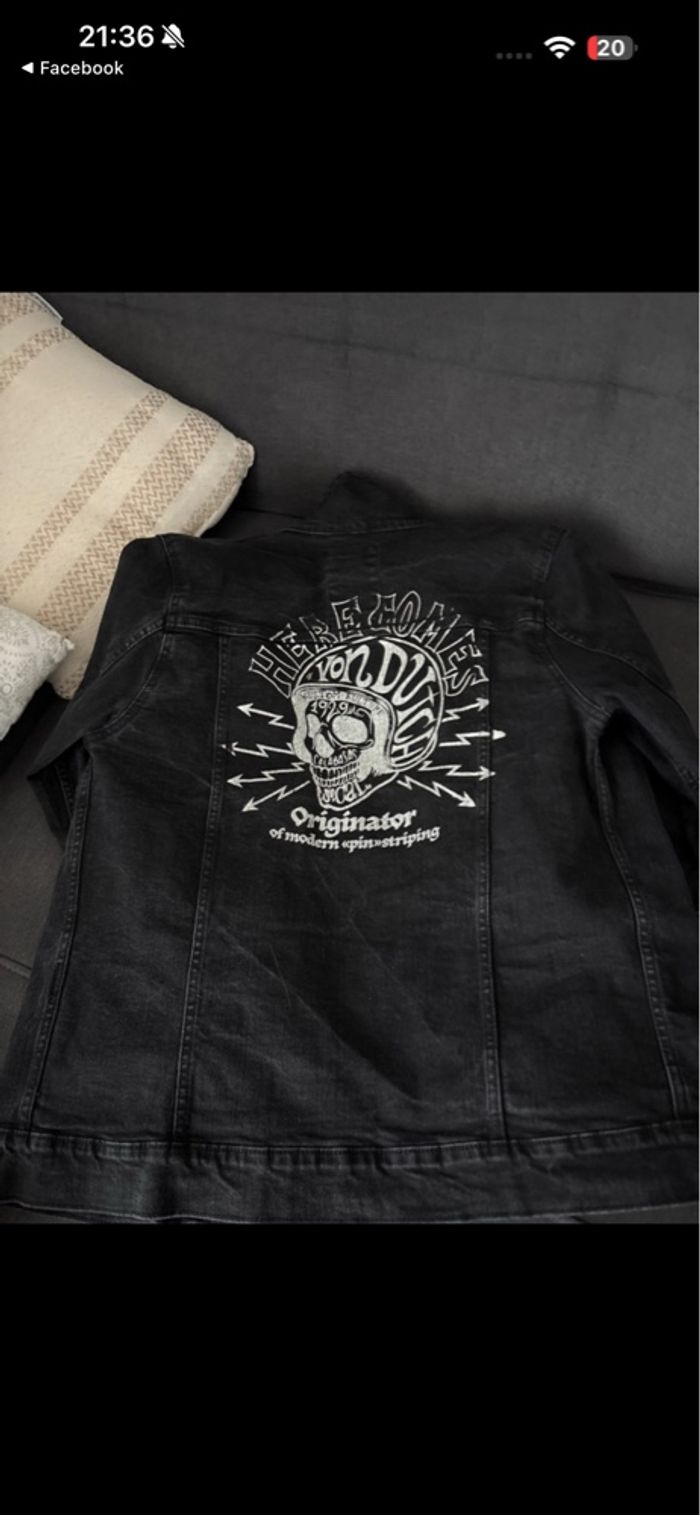 Veste en jean noir délavé - photo numéro 3