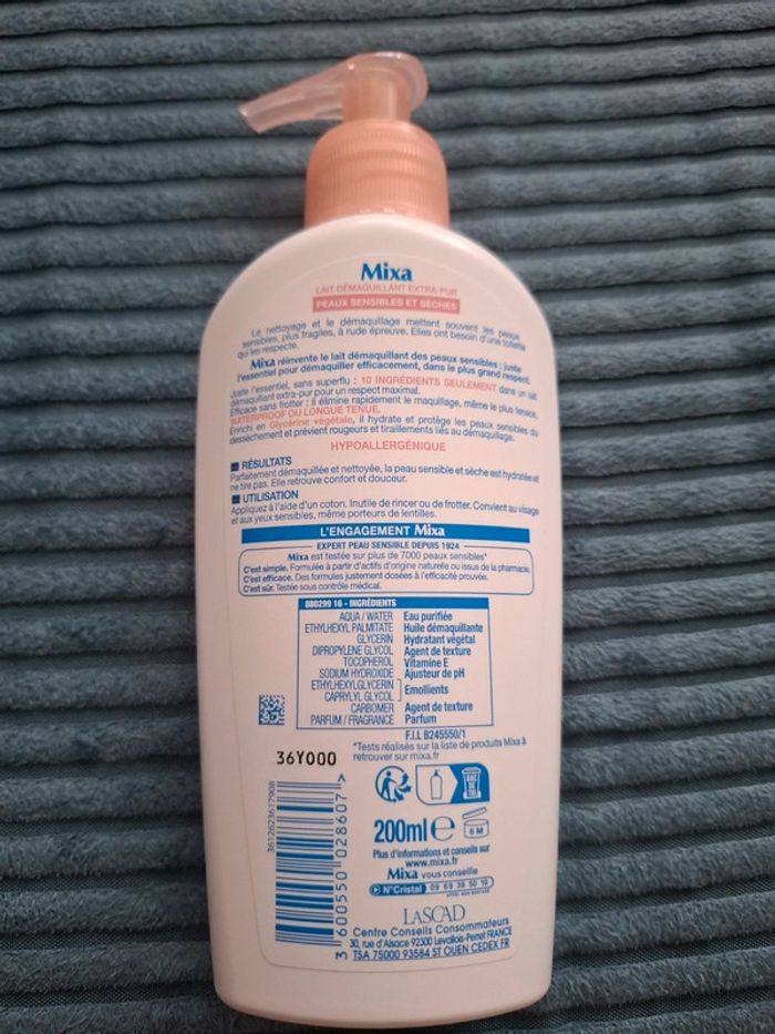 Lait démaquillant Mixa extra-pur Neuf - photo numéro 2