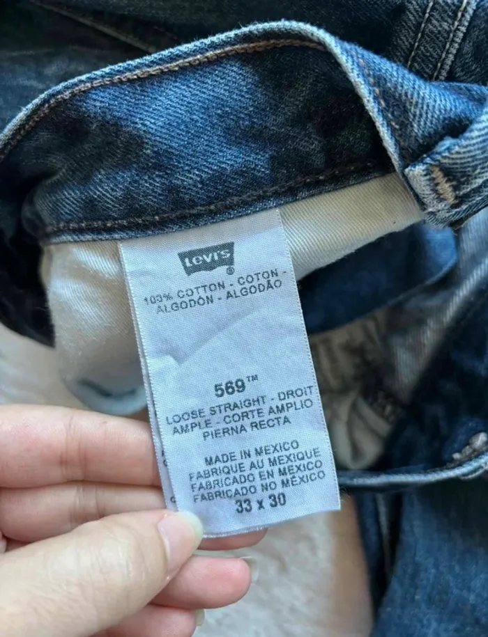 Jean Levi’s 569 loose Straight droit ample homme W33 L30 Made in Mexico bleu foncé L/44 Vintage Y2K - photo numéro 9