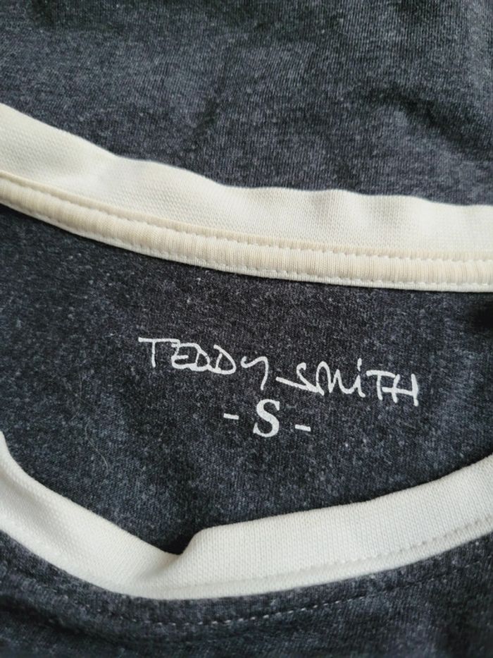 Haut Top tee shirt Teddy Smith taille S 36 gris blanc en 100% coton - photo numéro 5