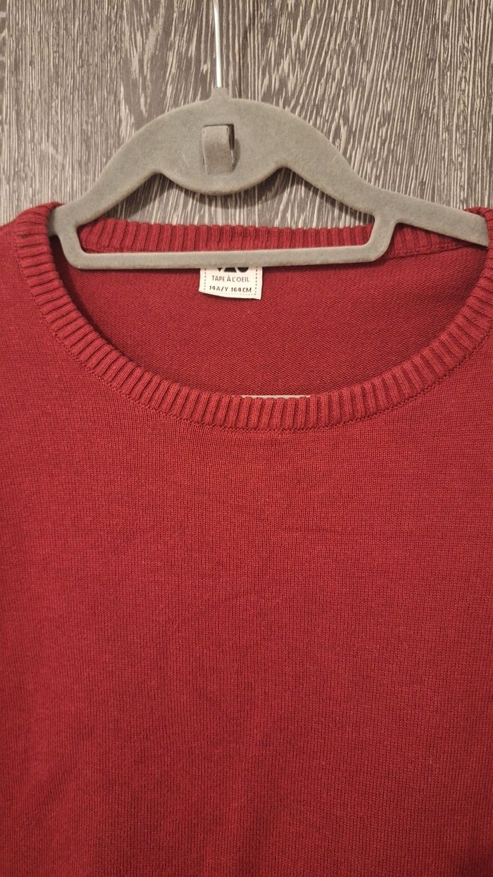 Pull à col rond leger en maille bordeaux - photo numéro 3