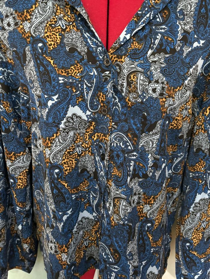 Chemise fluide vintage motif paisley dans les tons bleus 44/46 - photo numéro 3