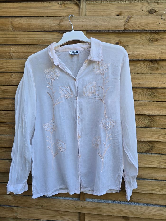 Chemisier brodé en voile de coton 🍒vintage 90🍒taille 40 - photo numéro 5