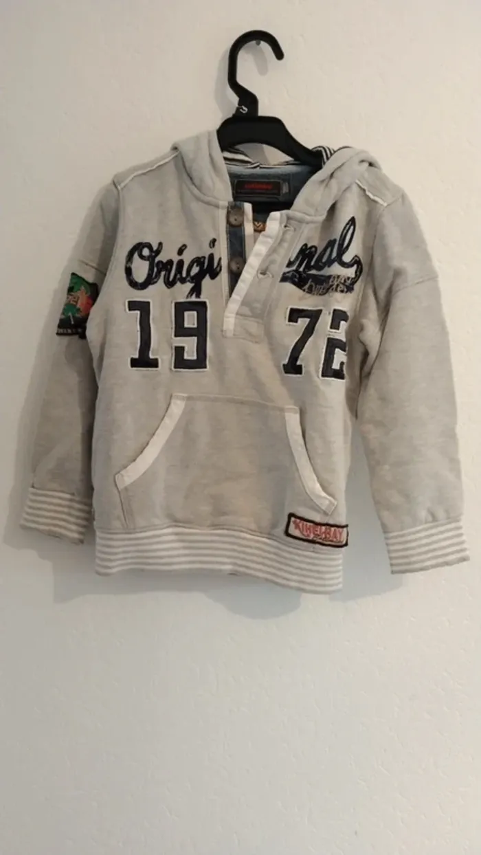 sweat capuche gris clair catimini garcon 6 ans - photo numéro 2