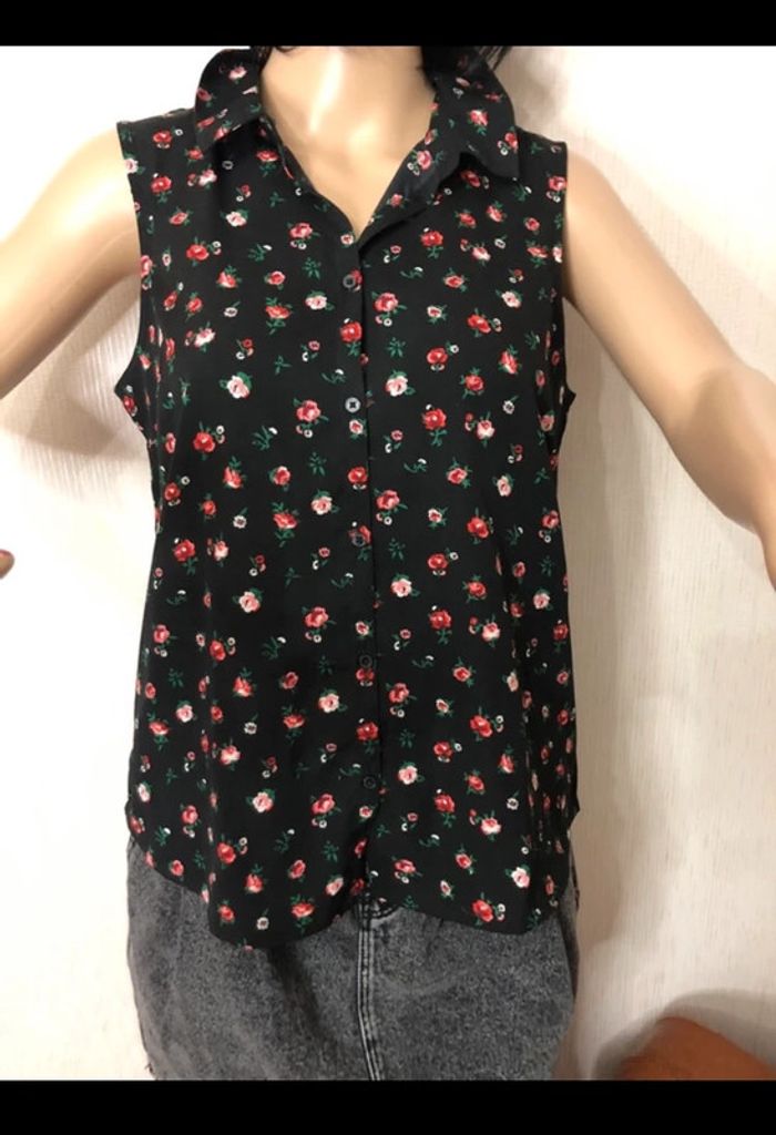 🖤🌹 Aesthetic Y2K pop rock rockabilly outfit set ,lot tenue jupe et chemise sans manches🌹🖤 - photo numéro 16