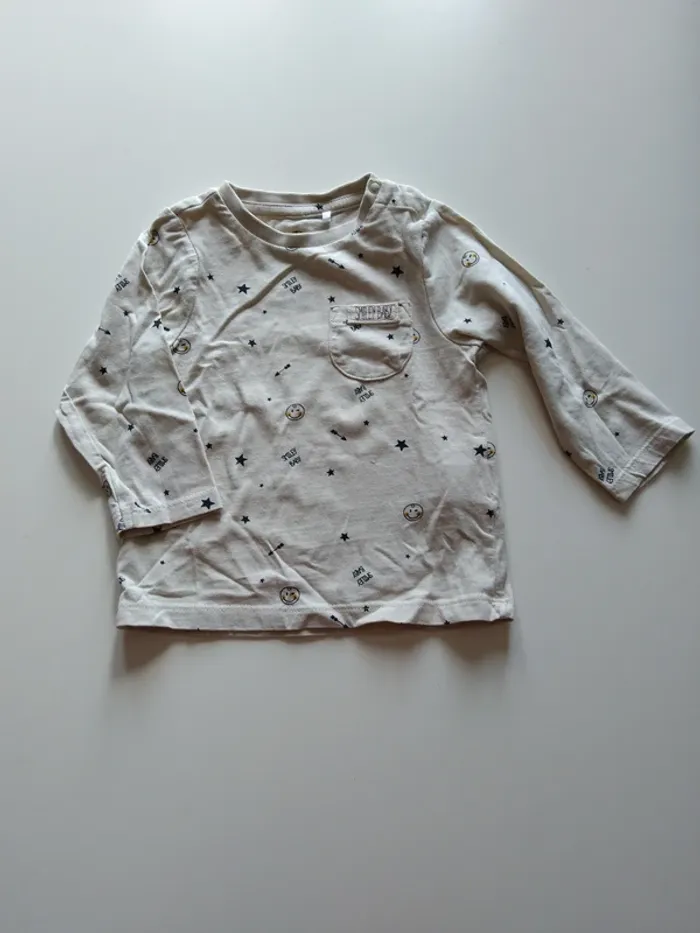 tee shirt manches longues beige garcon 12 mois smiley baby