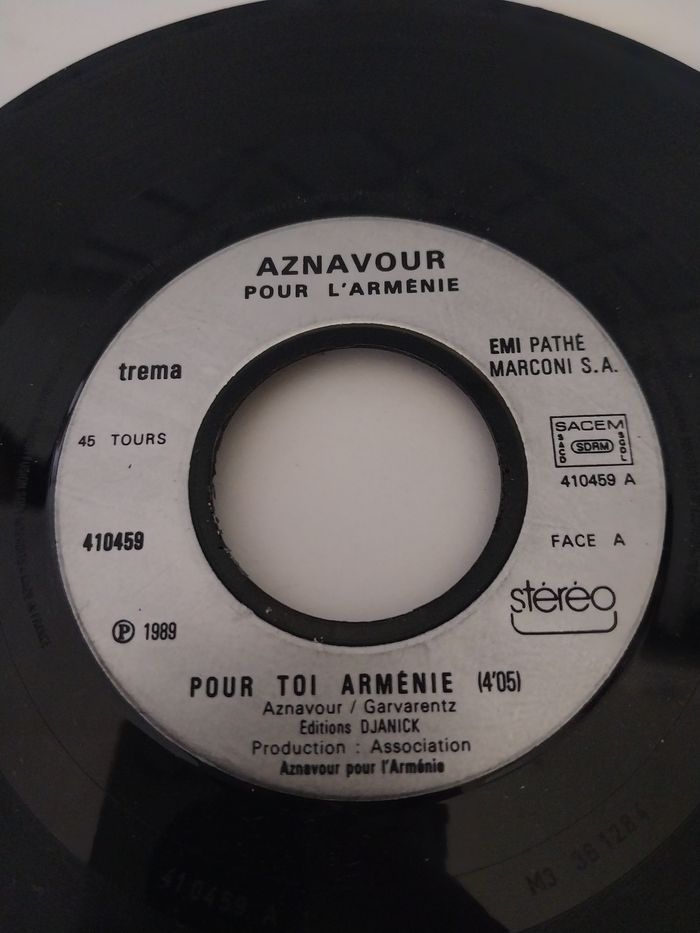 45T Aznavour – Pour toi Arménie (1989) - photo numéro 8