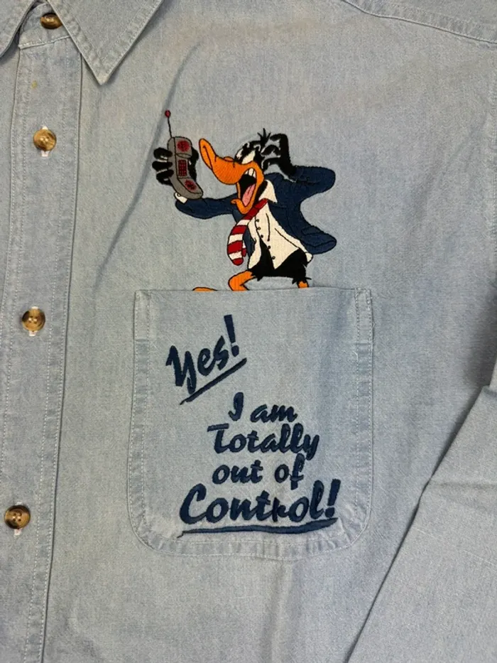 Chemise Vintage Daffuy Duck Looney Warner Bross 90’s Taille L - photo numéro 3