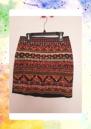 Jupe noir orage rouge broderie perles H&M taille 34 XS