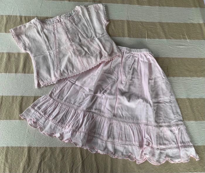 Ensemble lin rose Buissonnière 8 ans