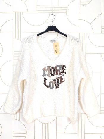 Pull bouclette écru