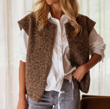 Gilet - Marron - Sans Manches- Décontracté - Cocooning - Automne