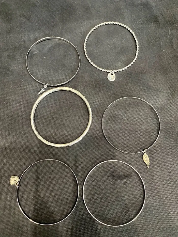 Bracelets fantaisie lot de 6 en acier couleur argent - photo numéro 3