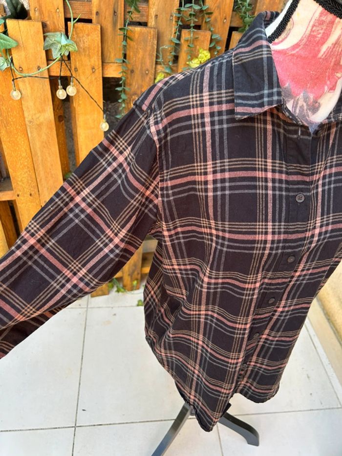Chemise femme manches longues coton uniqlo taille xs noir et marron - photo numéro 2
