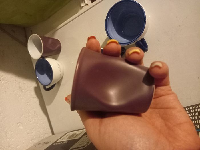 Lot de 4 petits tasses à café 2 bleues et 2 violettes - photo numéro 5
