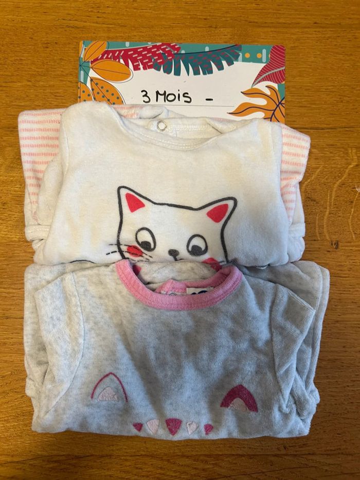 Lot de pyjamas fille - 4 pièces - 3 mois - photo numéro 3