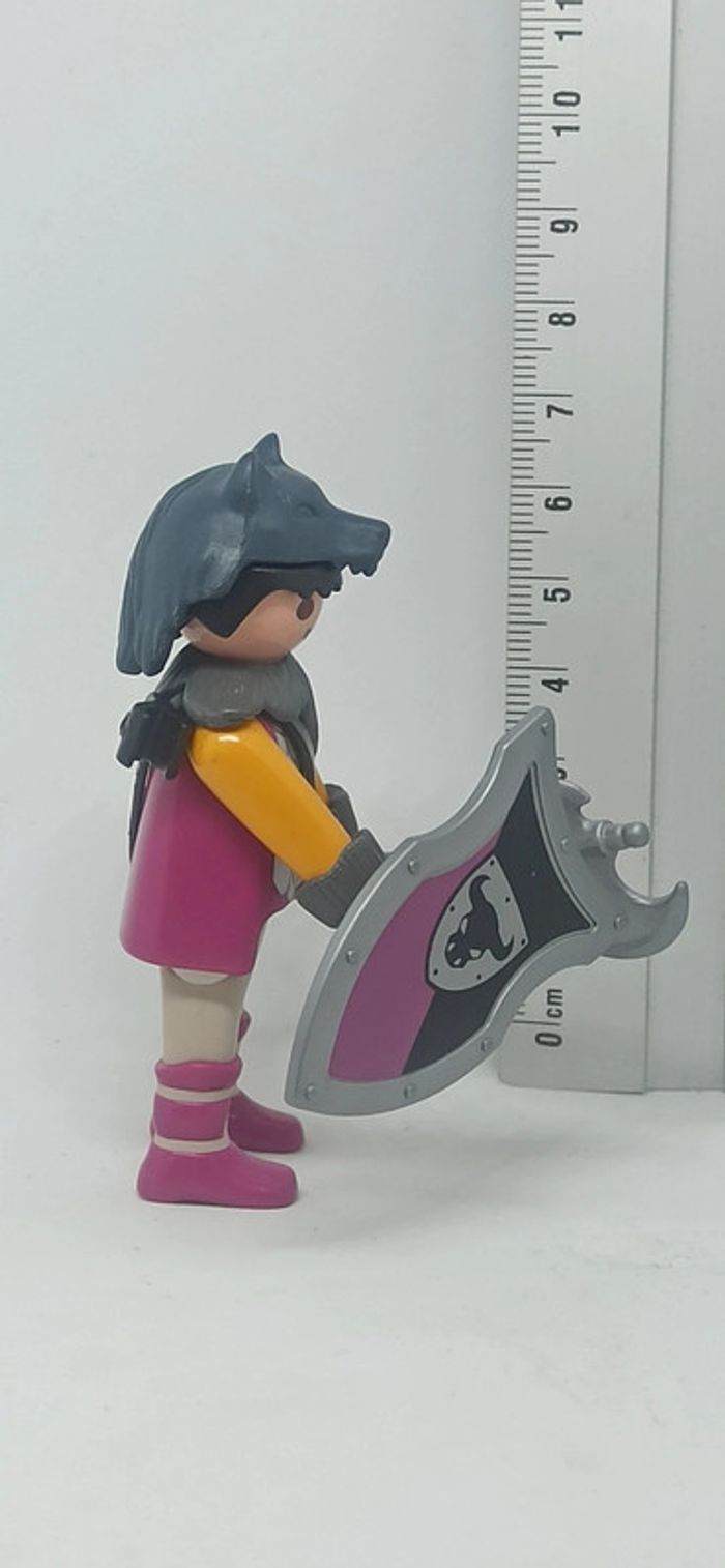Homme viking avec tête de loup et bouclier taureau playmobil - photo numéro 2