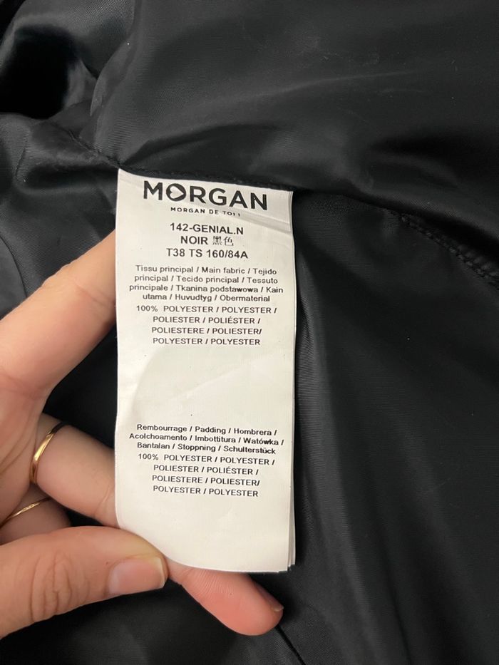 Manteau droit long matelassé noir pailleté Morgan - photo numéro 5