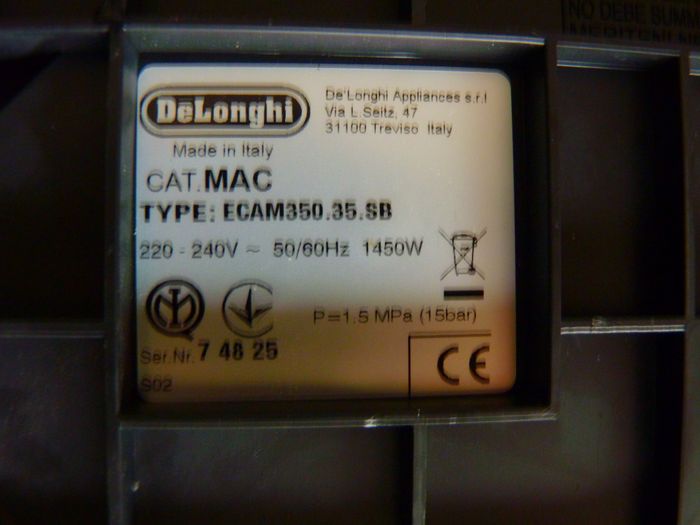 Delonghi dinamica Ecam 35 Panneau arriere boitier lateral noir cafe grain TBE - photo numéro 2