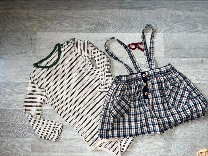 Ensemble Zara kiabi 12 - 18 24 mois jupe à bretelles Bodie - photo numéro 2