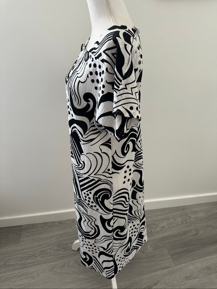 Robe bariolée noire et blanche Griffon Frères Vintage T40 L - photo numéro 4
