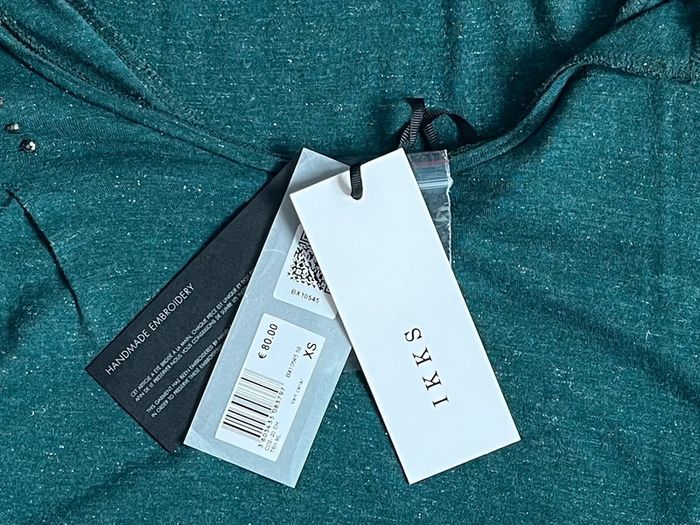 T-shirt réversible vert en lurex manches 3/4 Ikks T-XS - photo numéro 3