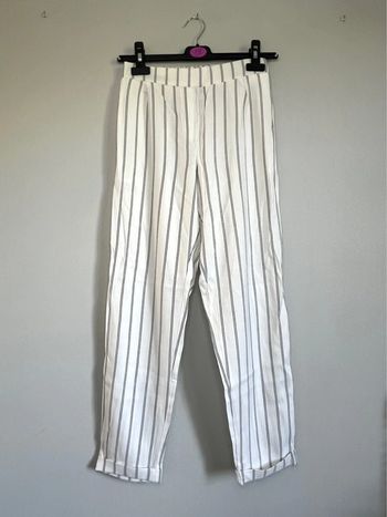 Pantalon taille haute à rayures Jennyfer blanc et noir
