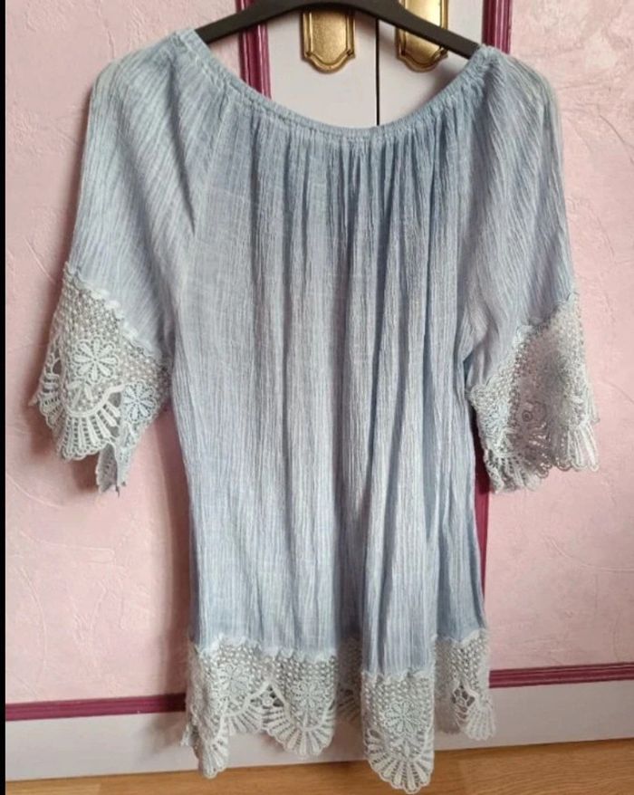 Blouse bleu écru T.3( 40/42) - photo numéro 7