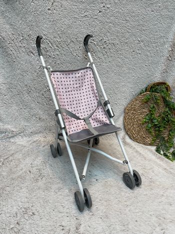 Pousette canne poupée rose et grise - Kidway 