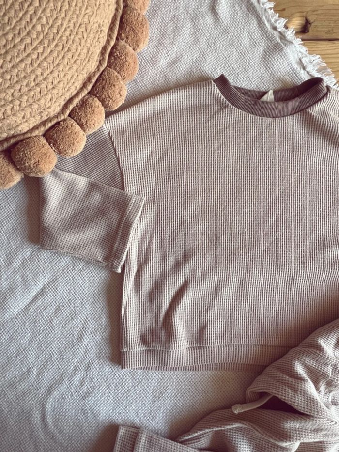 Ensemble gamin gamine gaufré mixte unisex beige 3 - photo numéro 4