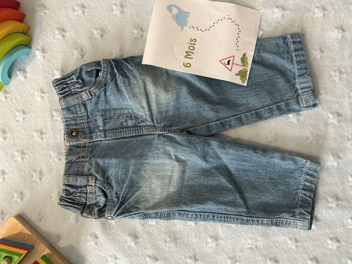 jean droit bleu taille élastique 6 mois orchestra - photo numéro 3