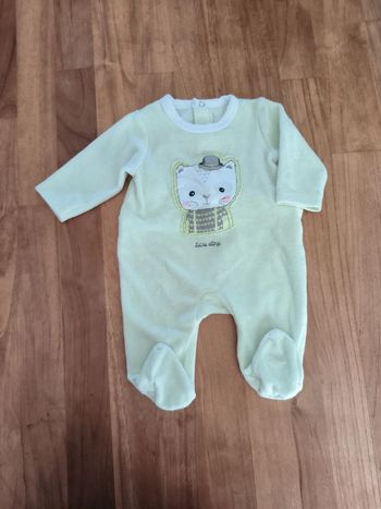 Pyjama velours vert 3mois Sucre d'orge