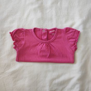 T-shirt bébé Pikouic 3 mois rose manches courtes volant