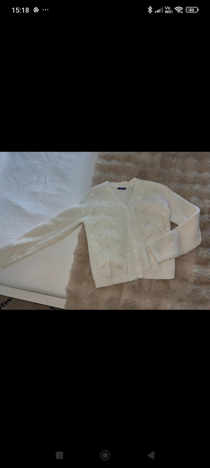 Gilet fille blanc et doré okaidi 12 ans