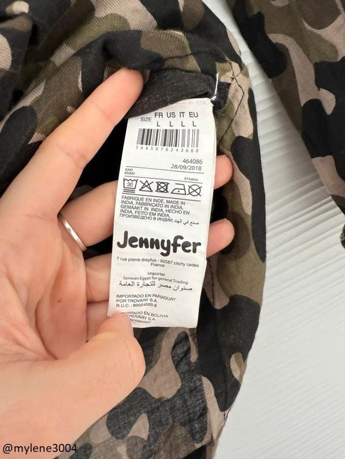 Haut chemise militaire camouflage kaki manches 3/4 nouée - photo numéro 8